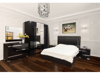 Спален комплект ЕКСТАЗА (черен лак)